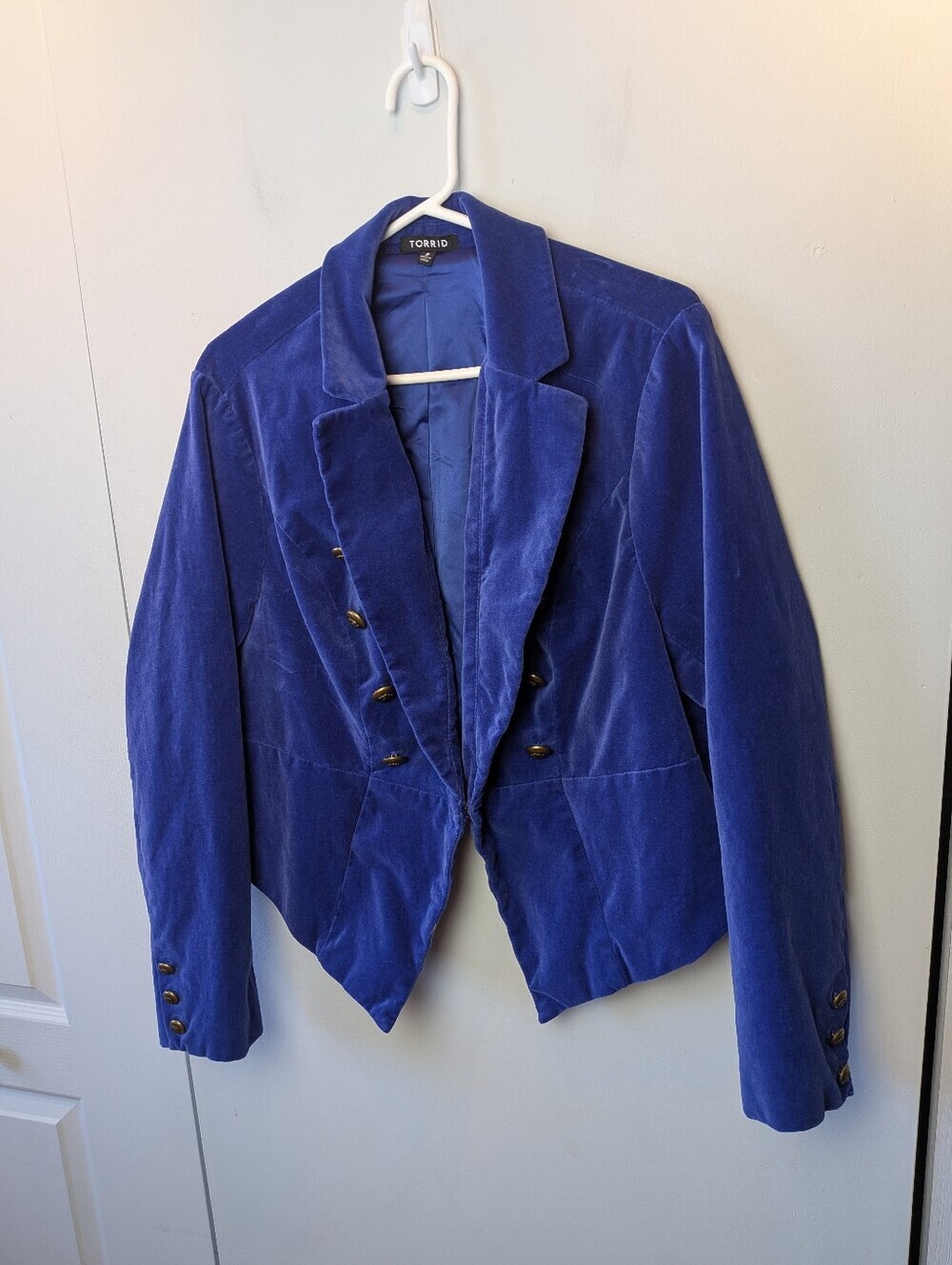 TORRID Plus Size Women Velvet Blazer Size 2 = 2XL Military Purple/Blue Color